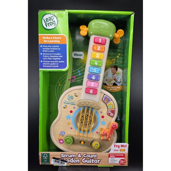 Leapfrog Other - LeapFrog Strum & Count Wooden Guitar Educational Toy 18+ Months Multi-Mode Music